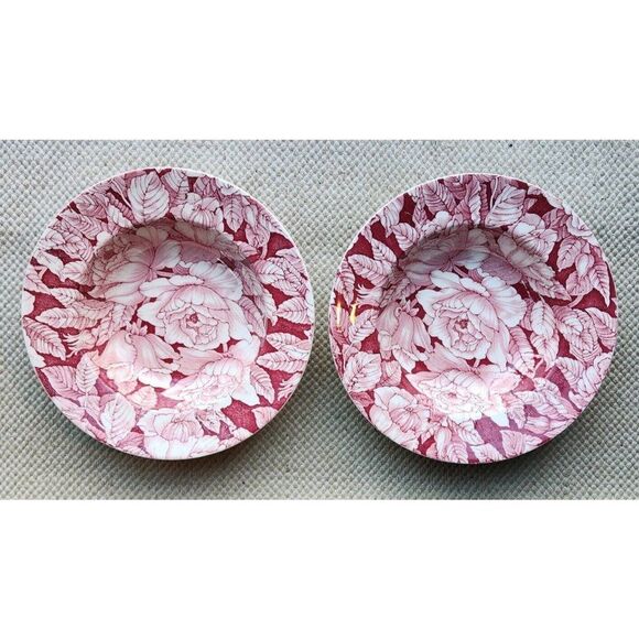 Other - 2 Myott Son and Company England Pink Bermuda Rose Chintz Rimmed Soup Bowls